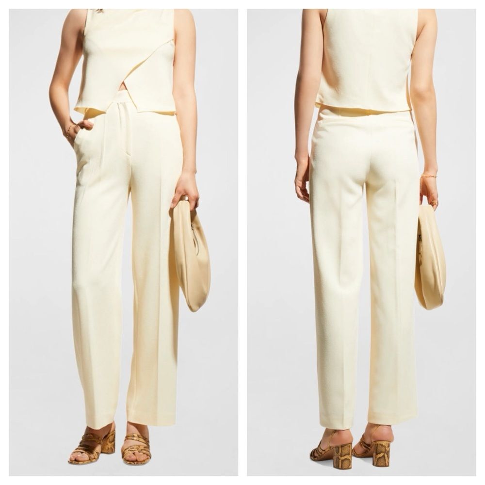 Barry Bricken Silk Cotton Trousers Wide Leg Size 4 Patch Pockets Quiet Luxury